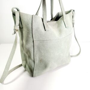 H&M Suede Mini Tote in Sage Green